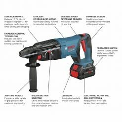 Bosch GBH18V-26DK24 Bulldog 18V EC Brushless Lithium-Ion 1 In. Cordless SDS-plus Rotary Hammer Kit With 2 Batteries (8 Ah) 20 Bosch GBH18V-26DK24 Bulldog 18V EC Brushless Lithium-Ion 1 In. Cordless SDS-plus Rotary Hammer Kit With 2 Batteries (8 Ah) -Bosch Sales Shop bshngbh18v 26dk24 c