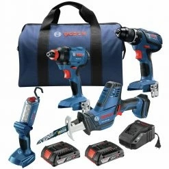 Bosch GXL18V-496B22 18V Compact Lithium-Ion Cordless 4-Tool Combo Kit (2 Ah)