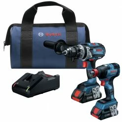 Factory Reconditioned Bosch GXL18V-224B25-RT 18V Brute Tough Connected-Ready EC Brushless Li-Ion 1/2 In. Cordless Hammer Drill Driver / 1/4 / 1/2 In. 2-In-1 Impact Driver Combo Kit (4 Ah)