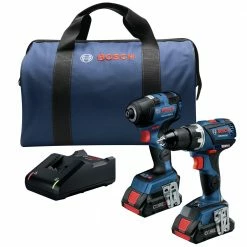 Factory Reconditioned Bosch GXL18V-238B25-RT 18V Compact Tough Connected-Ready EC Brushless Lithium-Ion 1/2 In. Cordless Drill Driver / 1/4 In. Hex Impact Driver Combo Kit With 2 Batteries (4 Ah)